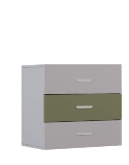 Komoda z trzema szufladami Lumi - kaszmir i zielony oliwka