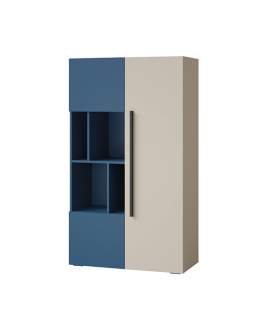 Komoda z szafką i otwartym regałem 90/157 cm (Lorin 5 kaszmir/błękit)