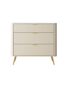 Komoda Oval s tromi zásuvkami, béžová (3SZ), 93 cm