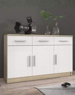 Komoda Paris Biały, Dąb Sonoma 3F3S