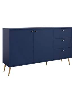 Komoda z szafkami i szufladami niebieska na złotych nóżkach Rose 03 (ID:246477, R6-U18004/U18004-03-B)