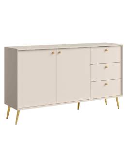 Komoda z szafkami i szufladami piasek pustyni na złotych nóżkach Rose 03 (ID:268717, R6-PU1503/PU1503-03-FSC-B)