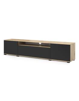 Komoda RTV 200 Logan na niskich nóżkach – dąb artisan/czarny mat