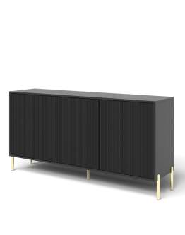 Comodă Oslo neagră cu picioare aurii (154 cm)