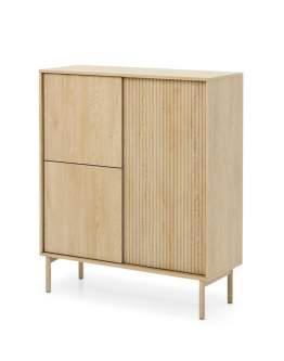 Comodă înaltă cu 3 compartimente Tavo, stejar cremona