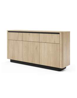 Comodă cu 3 sertare și 3 uși Torro (163 cm), stejar cremona/negru