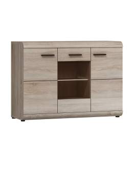 Comodă cu geam Link, stejar sonoma