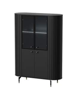 Vitrína do obývacího pokoje s drážkováním černá ZANTE ZA1