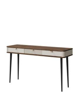 Măsuță de toaletă/birou cu 3 sertare Marly, cașmir/nuc (130 cm)