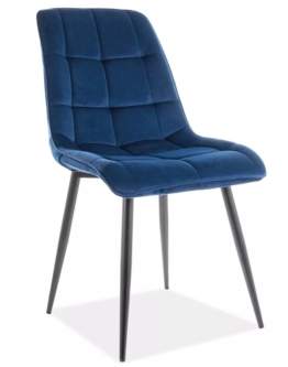 Krzesło Chic Velvet Granatowe Czarne Nogi