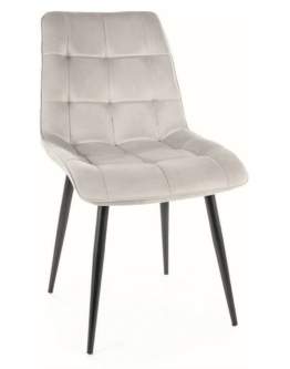Krzesło Chic Velvet Jasny Szary Czarne Nogi