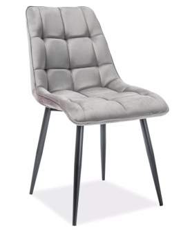 Krzesło Chic Velvet Szary Czarne Nogi