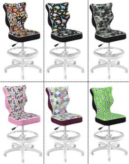 Krzesło dziecięce Petit z podnóżkiem 133-159 cm, Tkanina Storia, Biała Podstawa