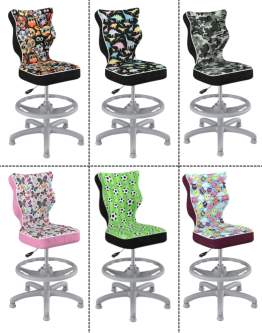 Krzesło dziecięce Petit z podnóżkiem 119-142 cm, Tkanina Storia, Szara Podstawa