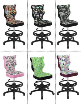 Krzesło dziecięce Petit z podnóżkiem 133-159 cm, Tkanina Storia, Czarna Podstawa