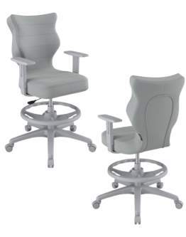 Krzesło młodzieżowe Duo z podnóżkiem, szara podstawa, rozmiar 5, wzrost 146-176,5 cm