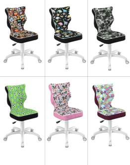 Krzesło dziecięce obrotowe Petit 133-159 cm, tkanina Storia, Biała Podstawa