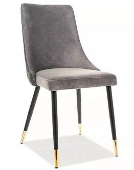 Stolička Piano Velvet Sivá, čierno-zlaté nohy