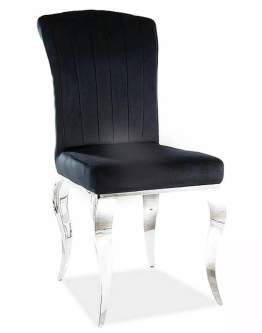 Krzesło do jadalni Prince Velvet Czarny, Chrome