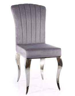 Krzesło do jadalni Prince Velvet Szary, Chrome