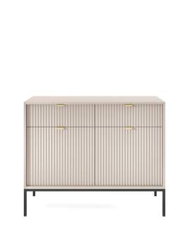 Komoda ryflowana Nova kaszmir z szufladami (KSZ104), cashmere/black