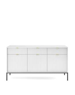 Komoda ryflowana Nova biało/czarna z szufladami (KSZ154)