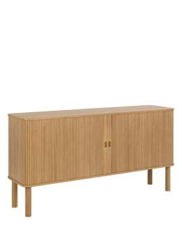 Komoda drewniana do salonu Langley 160 cm (23284), dąb, z lamelami