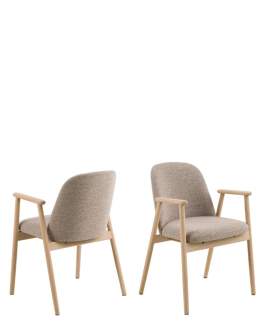 Scaun de dining Leo bouclé, stejar natural