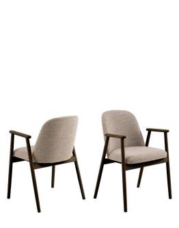 Židle Leo s područkami, béžová bouclé, kouřový dub (09744)