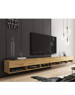 Szeroka szafka RTV 300 cm dąb wotan Lowboard A (LOWA300WW)