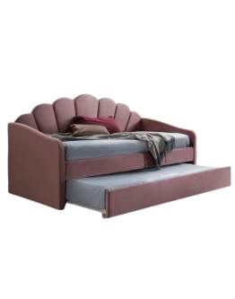 Pat extensibil tip scoică Bella Velvet (90-180 cm) roz