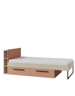 Łóżko dziecięce 90x200 cm z szufladami i regałem (Lorin 11 kaszmir/alpaca)