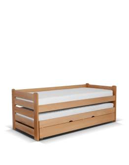 Drewniane łóżko młodzieżowe podwójne wysuwane For 2 Plus - Lakier - Express 24 h