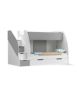Pat supraetajat pentru copii cu spații de depozitare Martinel (80x200)