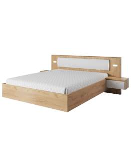 Drewniane łóżko 160 ze stolikami nocnymi i oświetleniem LED Xelo G