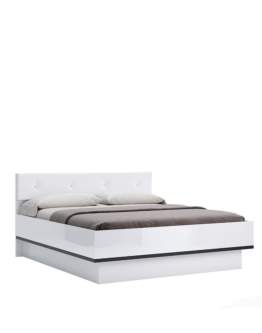 Pat cu spațiu de depozitare Lucca, alb lucios (160x200 cm)