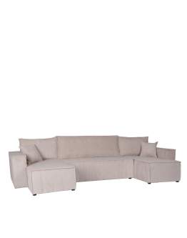 Narożnik z funkcją spania, rozkładany Luna w kształcie litery U, sztruksowy