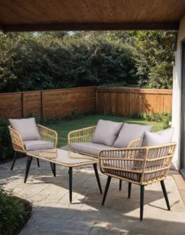 Zestaw wypoczynkowy ogrodowy Madera dla 4 osób, szary