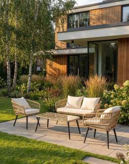 Zestaw wypoczynkowy ogrodowy Madera dla 4 osób, beżowy