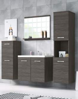 Zestaw mebli do łazienki: szafka pod umywalkę, słupek, półsłupek, lustro, umywalka Malo bodega mat (MLBNN00)