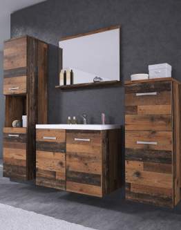 Zestaw mebli do łazienki: szafka pod umywalkę, słupek, półsłupek, lustro, umywalka Malo old style (MLBPP00)