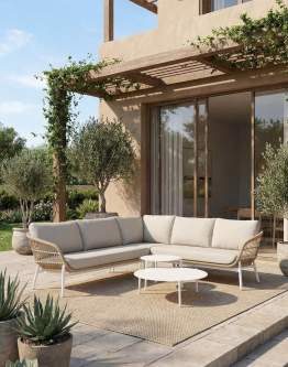 Zestaw ogrodowy Malta: narożnik i 2 stoliki (5 osobowy)