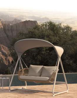 Podwójna huśtawka ogrodowa Malta z technorattanu