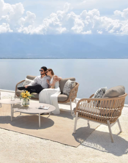 Zestaw ogrodowy Malta: 3-osobowa sofa, 2 fotele i 2 stoliki