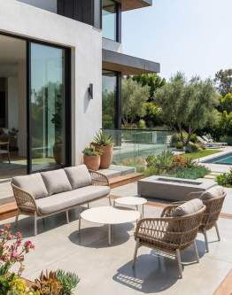 Zestaw ogrodowy Malta: 3-osobowa sofa, 2 fotele i 2 stoliki