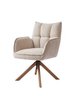 Krzesło obrotowe Marilla, drewniane nogi, beżowe (53240004)