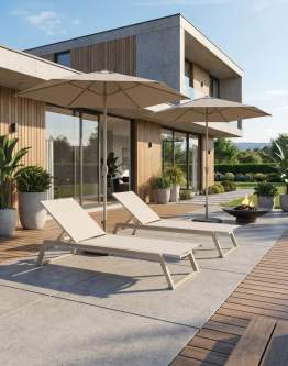 Leżak ogrodowy Mark, rozkładany, aluminium, ivory/beż