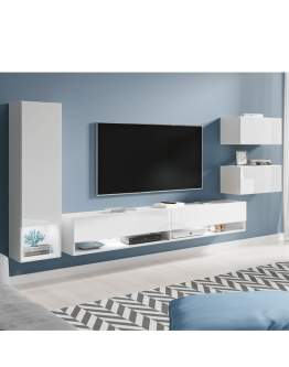 Wisząca meblościanka do salonu biały połysk Amadeo (AMD0001)