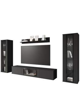 Zestaw mebli modułowych do salonu w czarnym kolorze  - wiszące lub stojące (CAR01V)