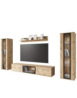 Zestaw mebli modułowych do salonu dąb wotan  - wiszące lub stojące (CAR01W)
